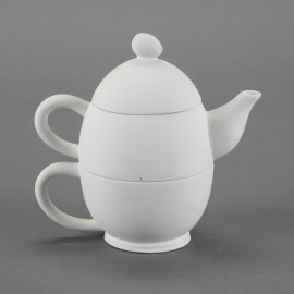 Ceramic Bisque Oval Tea-For-One - Case of 6 Ceramic Bisque Oval Tea-For-One - Case of 6