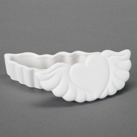 Ceramic Bisque Heart w/wings Trinket Box - Case of 6 Ceramic Bisque Heart w/wings Trinket Box - Case of 6