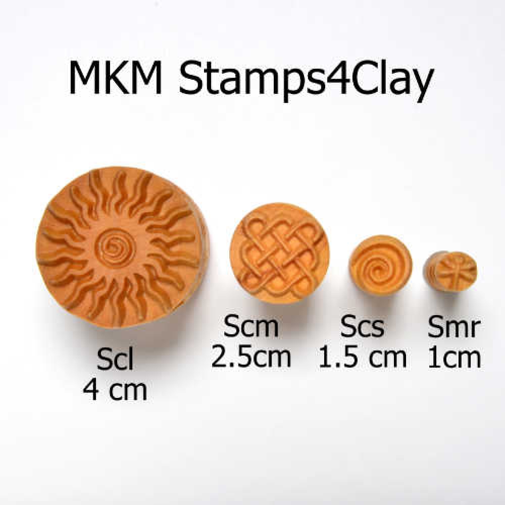 SCXL-019 - Spiral Sun Stamp Large Round Stamp by MKM Pottery Tools