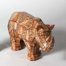 Ceramic Bisque Faceted Rhino - Case of 2
