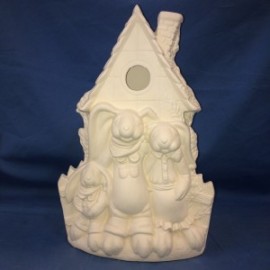 Flat Birdhouse w/Rabbits